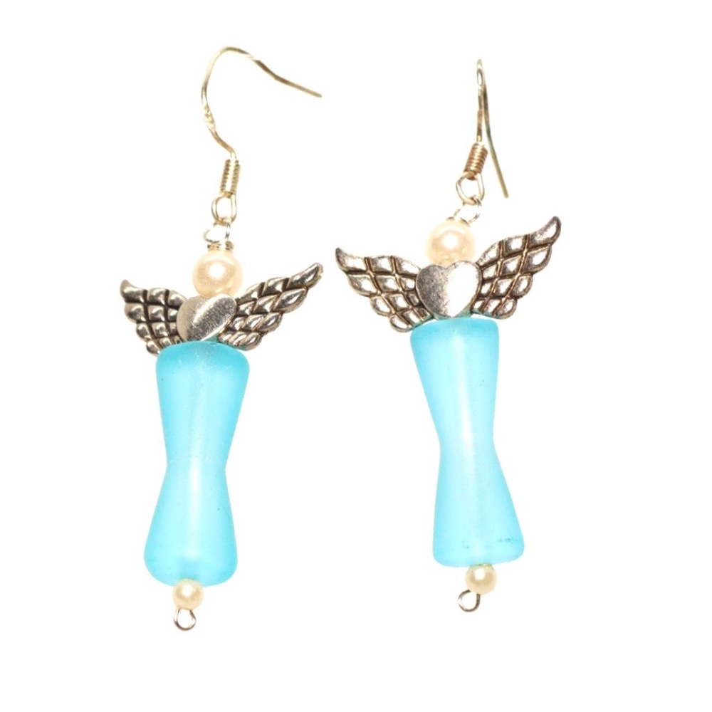 Pearl Head Angels on Columns Earrings